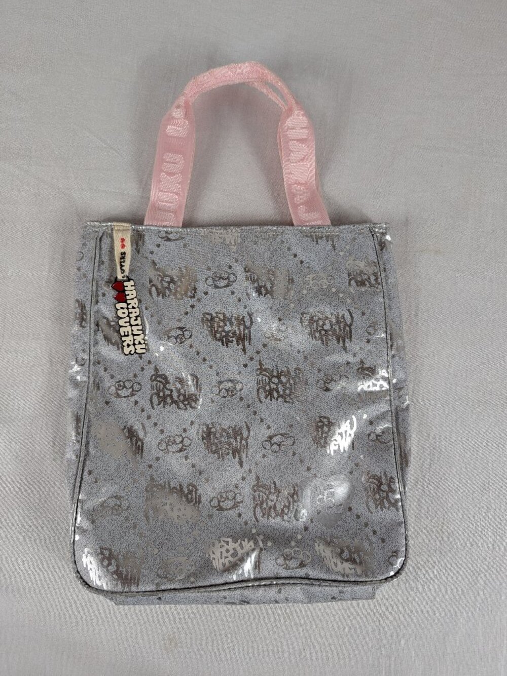 Harajuku Lovers Gwen Stefani Love Hate Totebag Tote Bag Silver Pink Purse Pocket